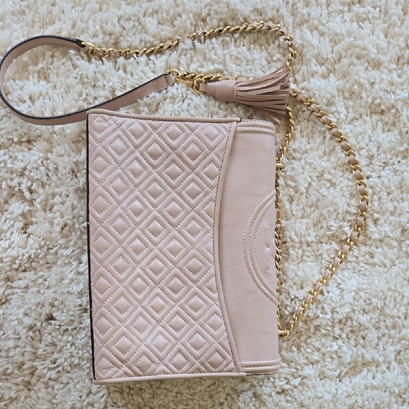 Tory Burch Soft Pink and Gold Quilted Shoulder Bag - Picture 3 of 7